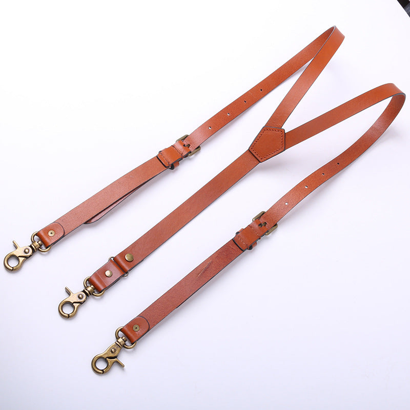 Brown Leather Suspenders Mens Suspenders Groomsmen Suspenders