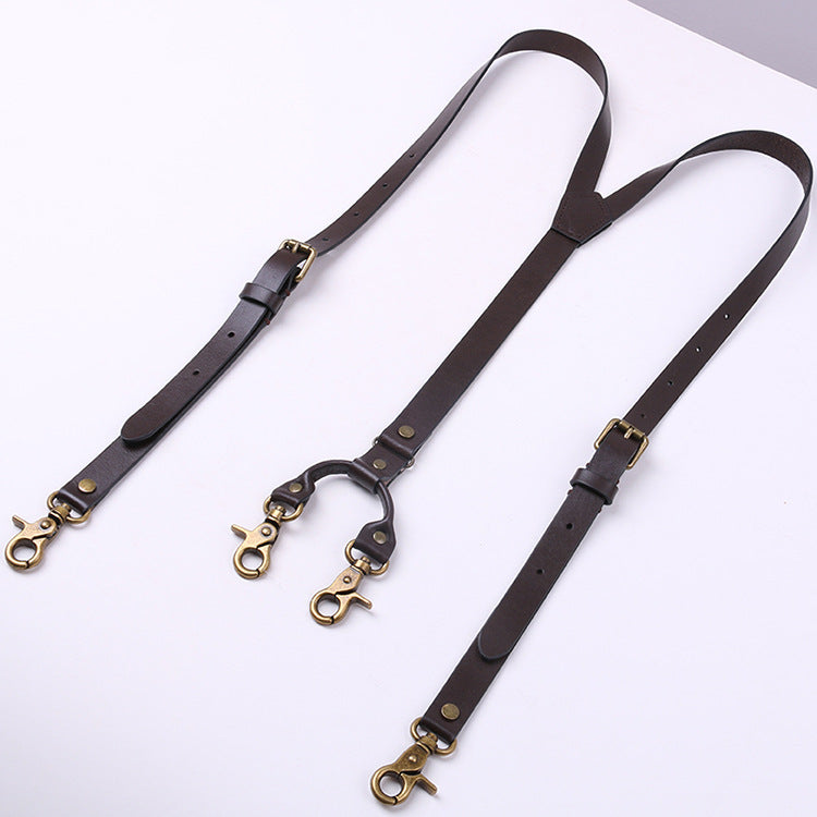 Men Genuine Leather Suspenders