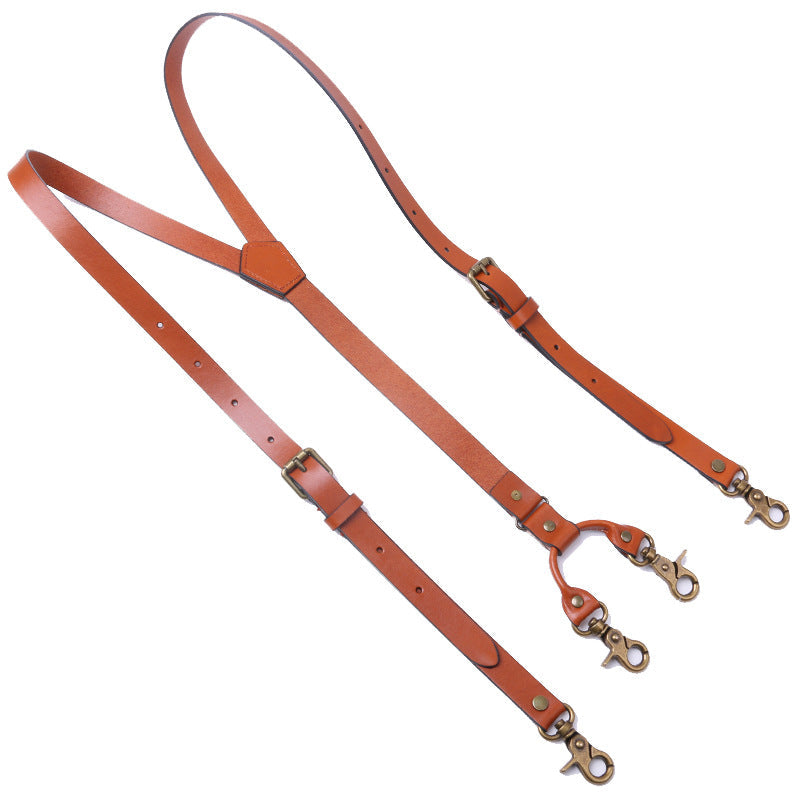 Men Genuine Leather Suspenders