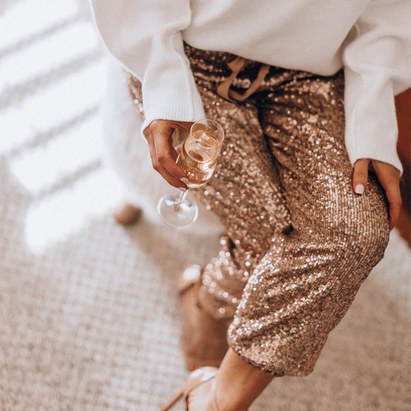 Gold Sequins Party Pants