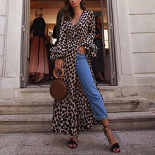 Load image into Gallery viewer, Leopard Print Slit Front Maxi Dress
