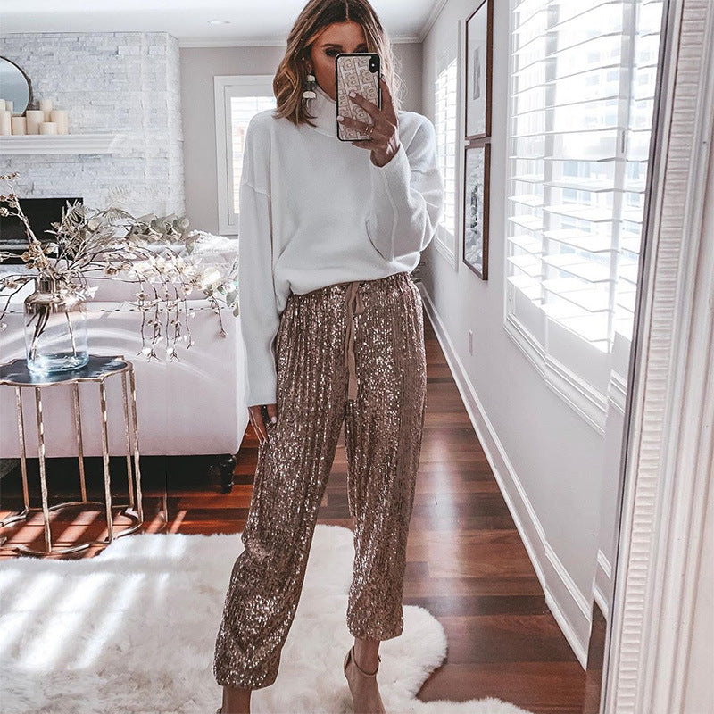 Gold Sequins Party Pants