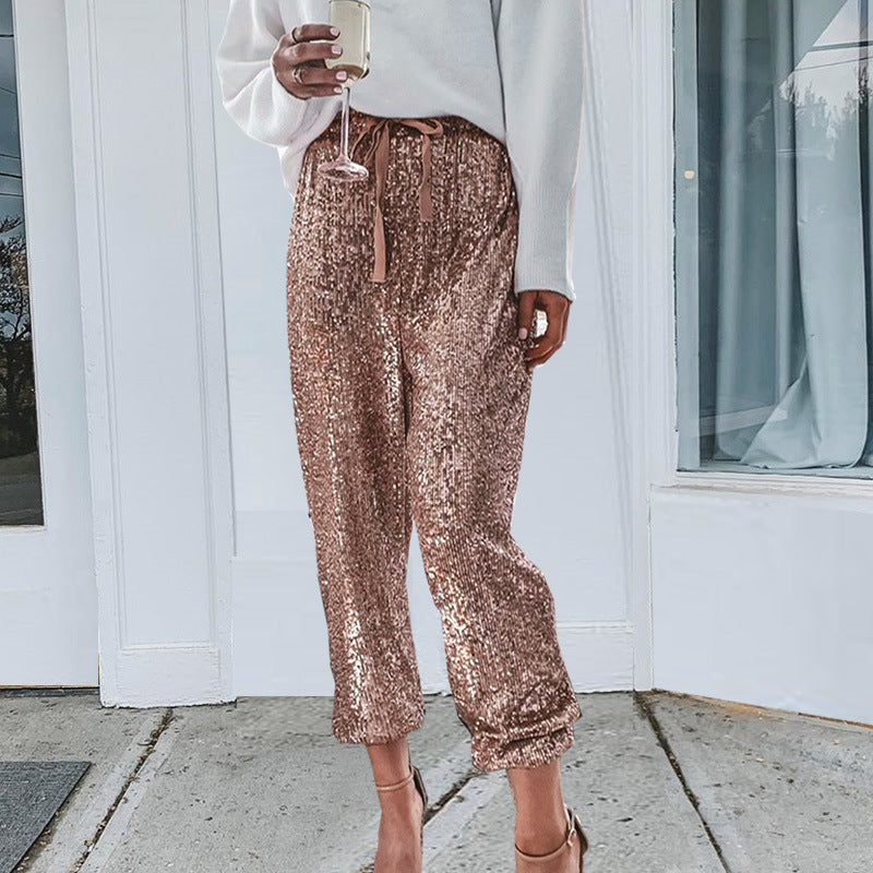 Gold Sequins Party Pants
