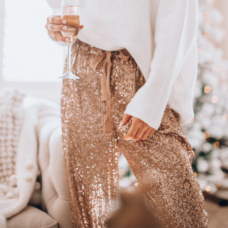 Gold Sequins Party Pants