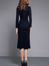 Load image into Gallery viewer, Black Prnt Long Sleeve Midi Party Dress
