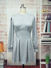 Load image into Gallery viewer, Grey Long Sleeve Pleated Mini Dress
