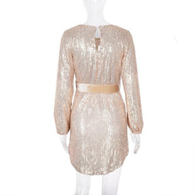 Load image into Gallery viewer, Gold Sequins Long Sleeve Mini Dress
