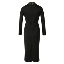 Load image into Gallery viewer, Black Prnt Long Sleeve Midi Party Dress
