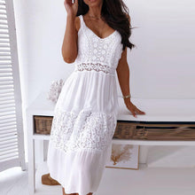 Load image into Gallery viewer, White Lace Tiered Mid Dress
