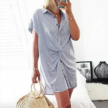 Load image into Gallery viewer, Blue Striped Shirt Mini Dress
