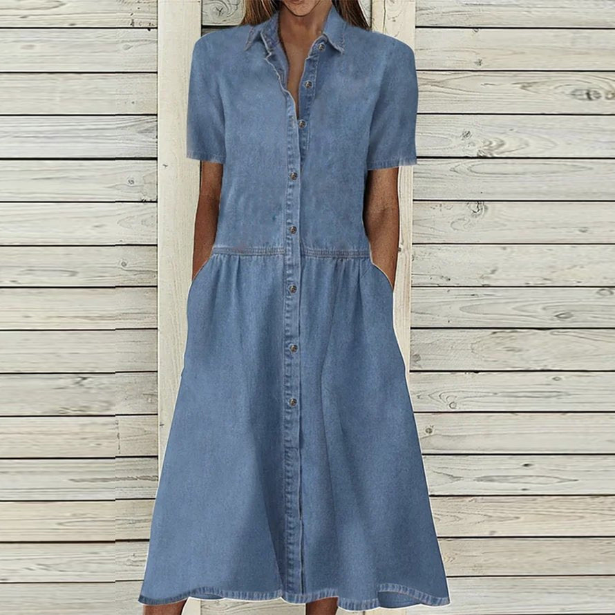 Casual Loose Summer Midi  Denim Dress