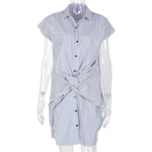 Load image into Gallery viewer, Blue Striped Shirt Mini Dress
