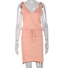 Load image into Gallery viewer, Pale Pink V-neck Sleeveless Mini Dress

