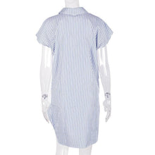 Load image into Gallery viewer, Blue Striped Shirt Mini Dress
