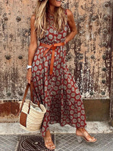 Load image into Gallery viewer, Boho Sleeveless Print Midi Dress
