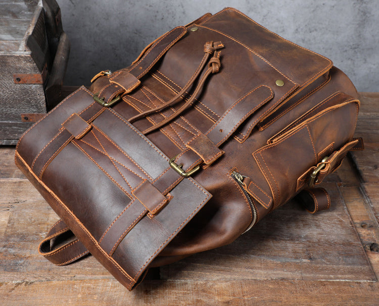 Handmade Full Grain Leather Backpack for Men