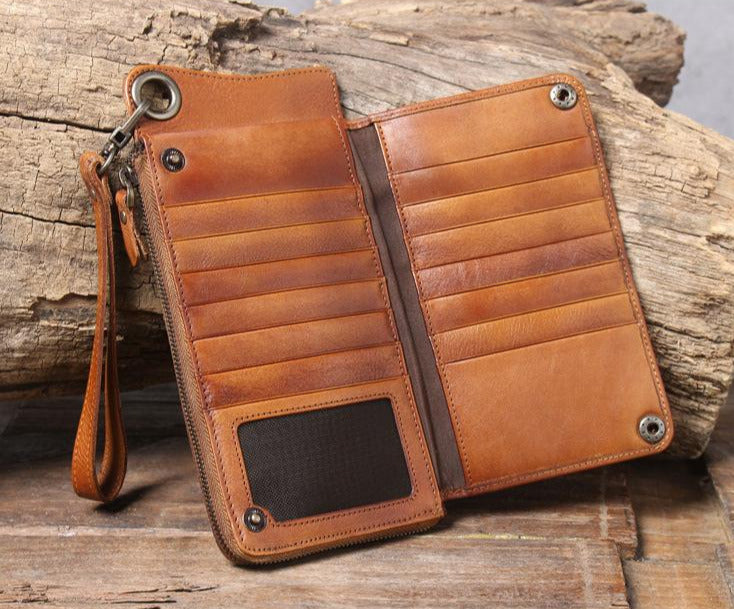 Brown Zipper Leather Handbag