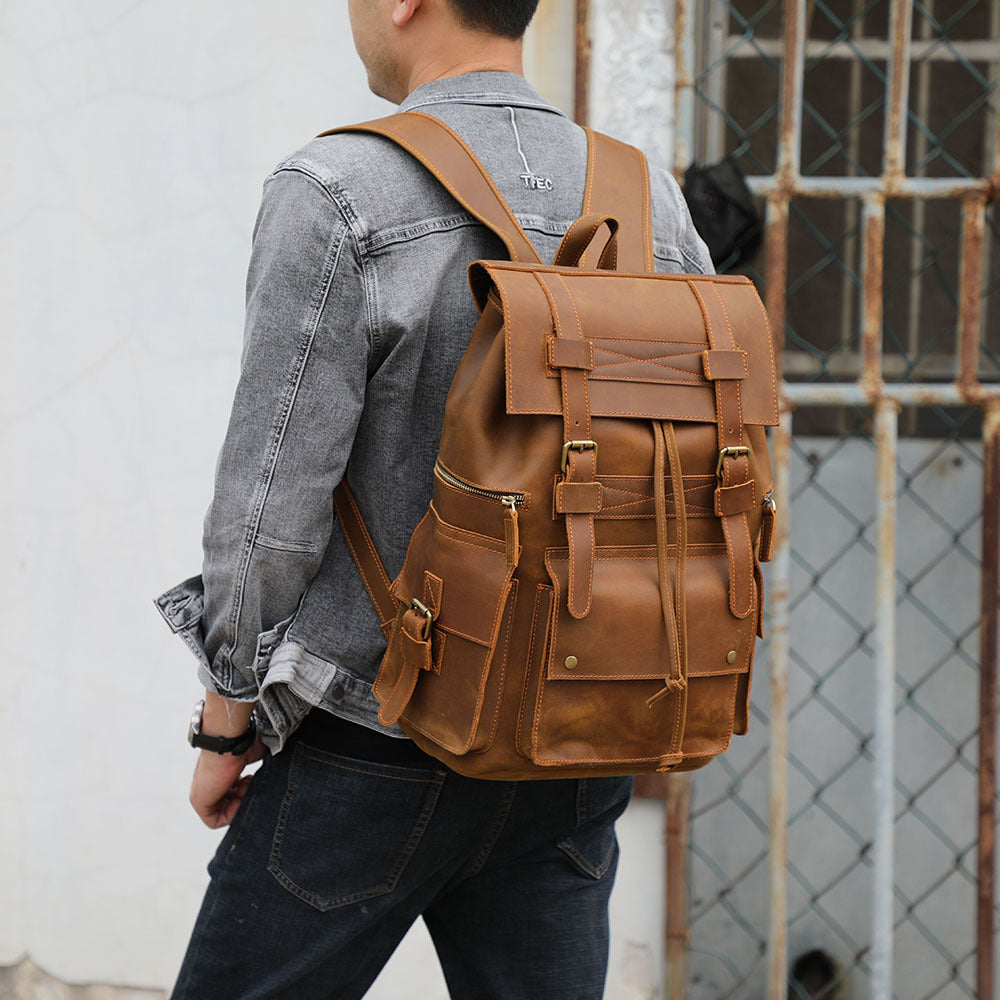 Handmade Full Grain Leather Backpack for Men