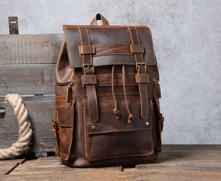 Handmade Full Grain Leather Backpack for Men