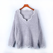 Load image into Gallery viewer, Grey Trimmed Long Sleeve Sweater
