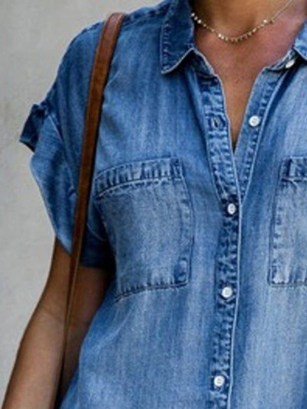 Blue Buttons Down Denim Mini Dress