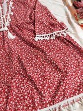 Load image into Gallery viewer, Red Floral Tassel Loose Mini Dress
