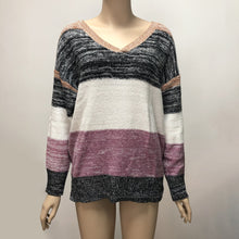 Load image into Gallery viewer, Multicolor  V-neck Long Sleeve Sweater
