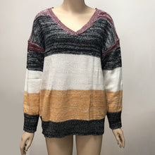 Load image into Gallery viewer, Multicolor  V-neck Long Sleeve Sweater
