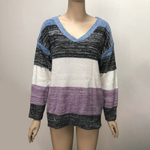 Load image into Gallery viewer, Multicolor  V-neck Long Sleeve Sweater
