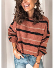Load image into Gallery viewer, Red Stripped Long Sleeve Sweater
