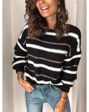 Load image into Gallery viewer, Black Stripped Long Sleeve Sweater
