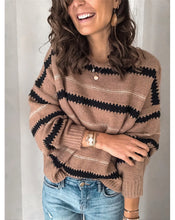 Load image into Gallery viewer, Brown Stripped Long Sleeve Sweater
