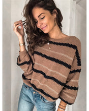 Load image into Gallery viewer, Brown Stripped Long Sleeve Sweater
