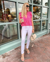 Load image into Gallery viewer, Hot Pink Ruffled V-neck Top
