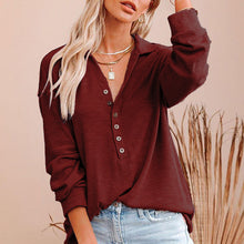 Load image into Gallery viewer, Red Buttons Down Long Sleeve Top

