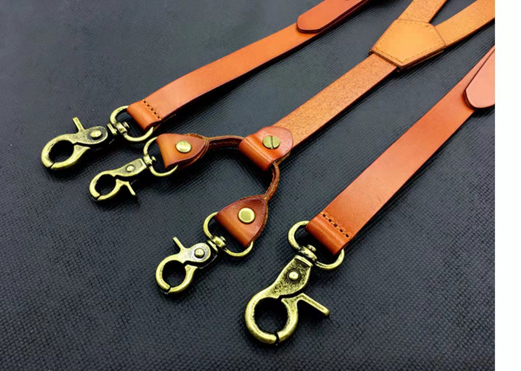 Men Genuine Leather Suspenders
