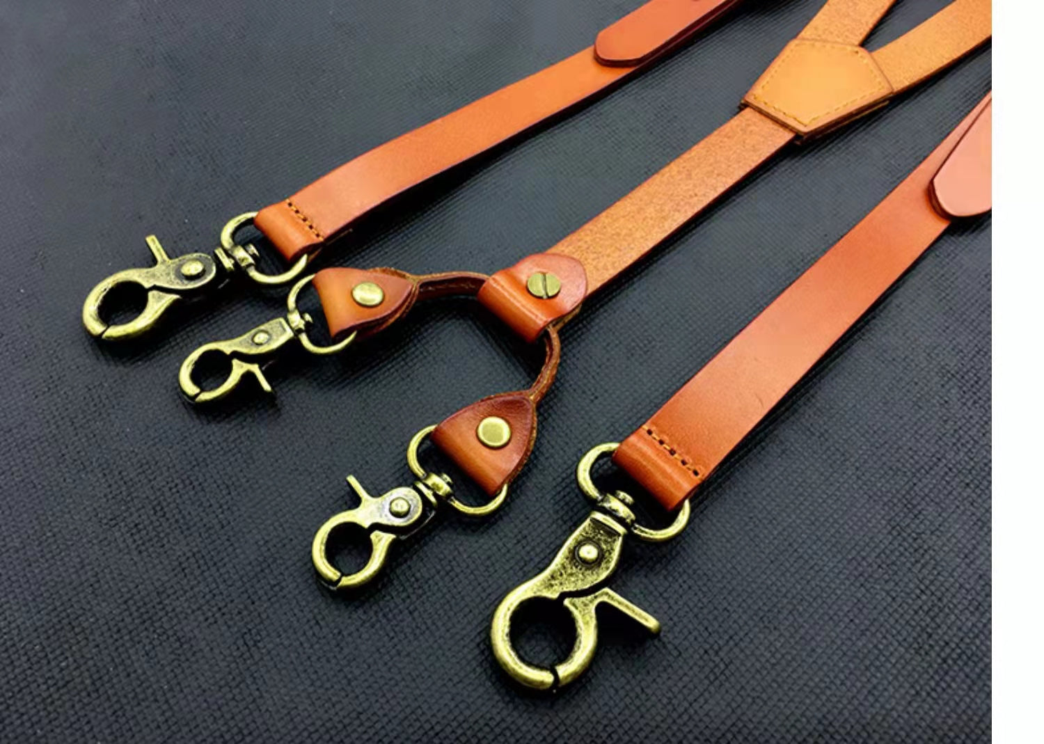 Men Genuine Leather Suspenders