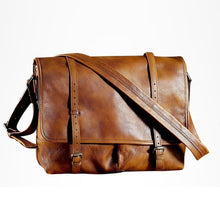 Load image into Gallery viewer, Leather Messenger Diaper Bag

