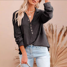 Load image into Gallery viewer, Grey Buttons Down Long Sleeve Top
