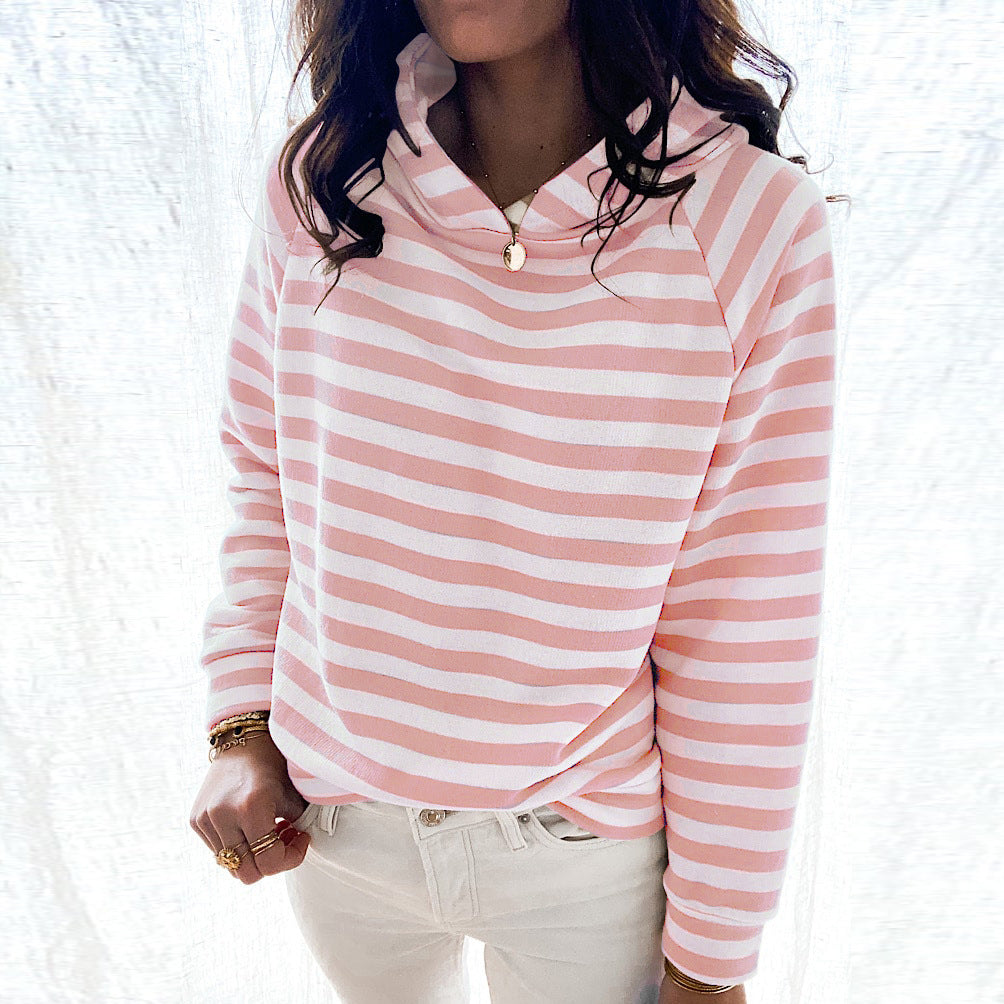 Hooded striped Long Sleeve Sweatshirt (3 Colors)