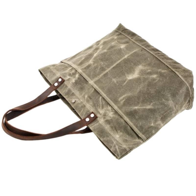 Gemma Waxed Canvas Full Grain Leather Tote Bag