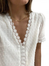Load image into Gallery viewer, White Lace Patchwork V-neck Top
