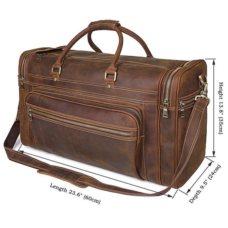 Brown Large Trave Weekender Leather Duffel Bag