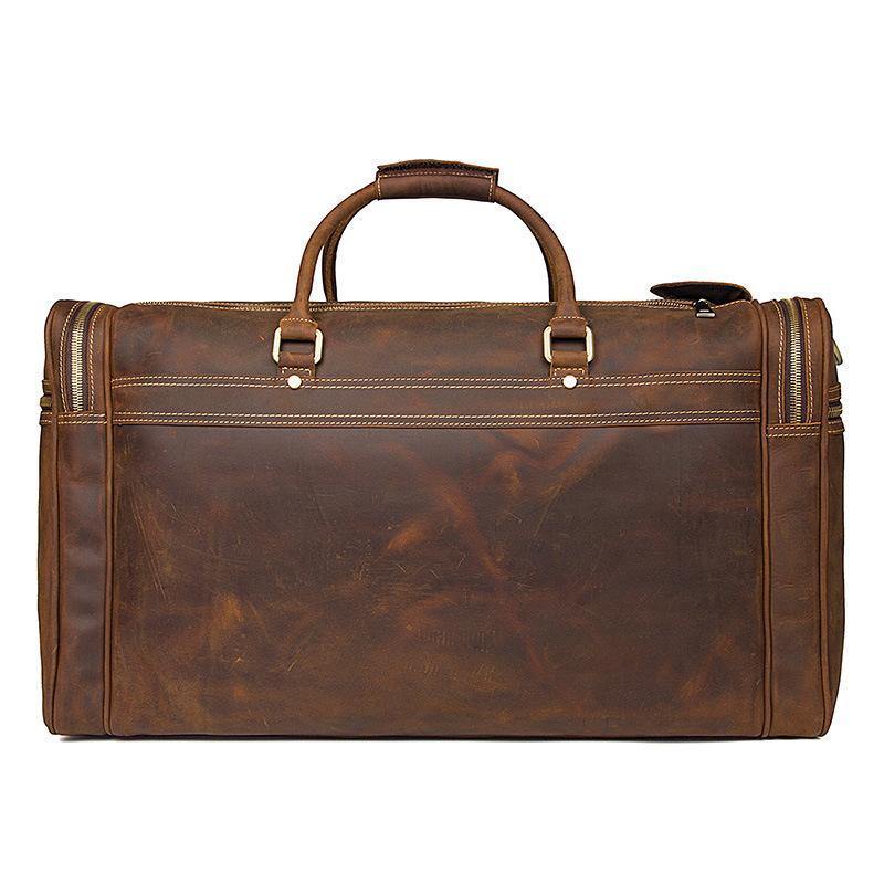 Brown Large Trave Weekender Leather Duffel Bag