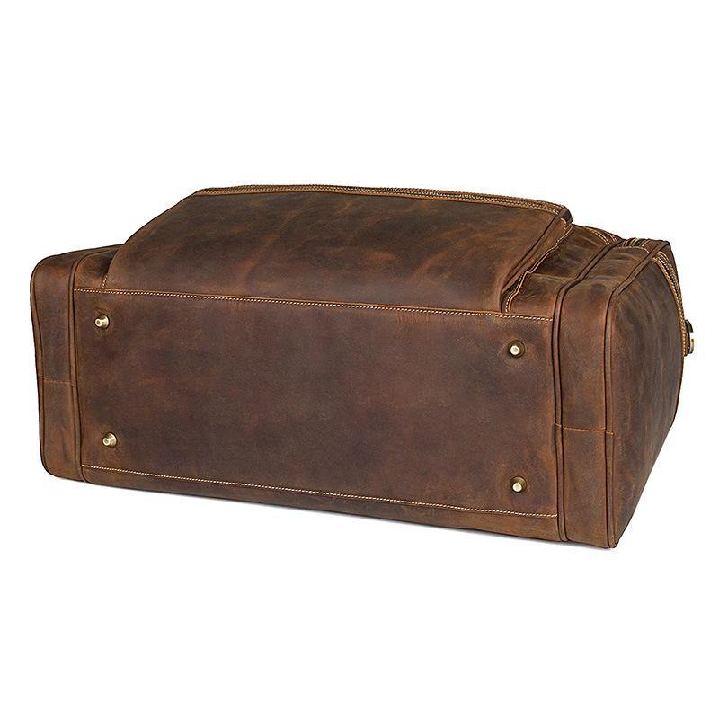 Brown Large Trave Weekender Leather Duffel Bag