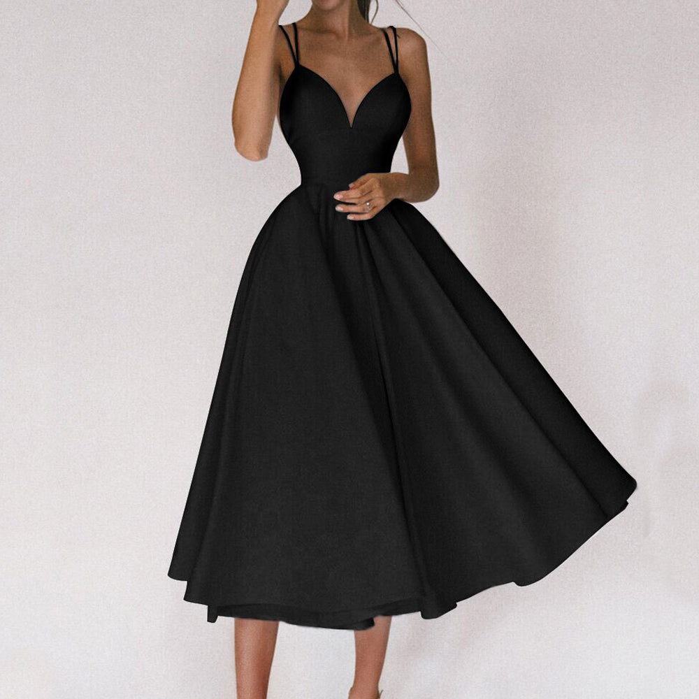 Classic Spaghetti Straps Midi Dress