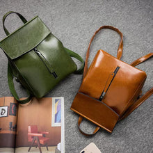 Load image into Gallery viewer, Brown Zipper Convertible Leather Backpack

