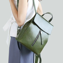 Load image into Gallery viewer, Brown Zipper Convertible Leather Backpack
