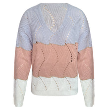 Load image into Gallery viewer, Pink Color Block Stripped Sweater
