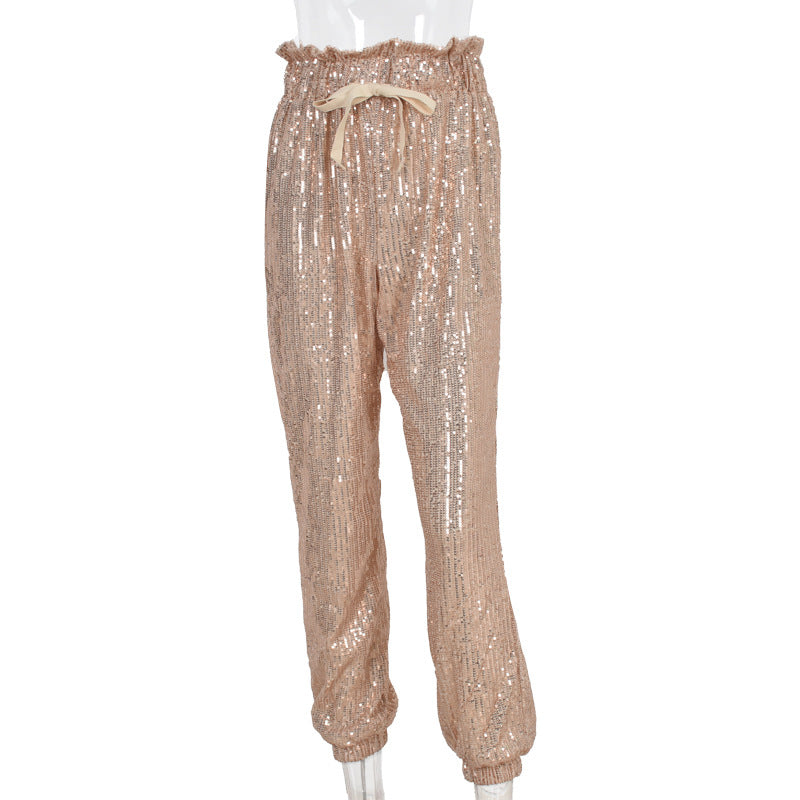 Gold Sequins Party Pants